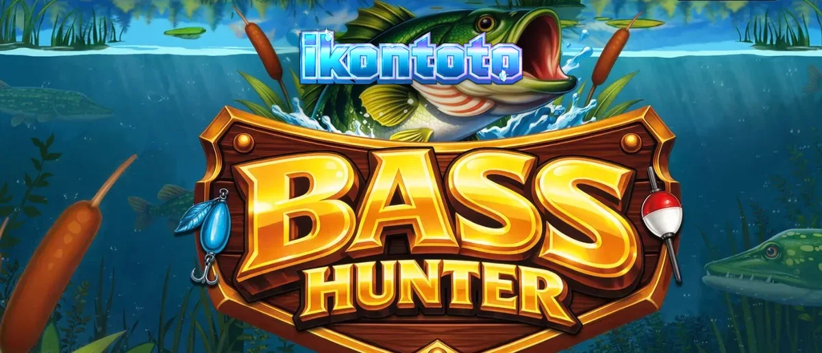 Pemandangan bawah air yang tenang dengan simbol ikan dan alat pancing di slot Bass Hunter